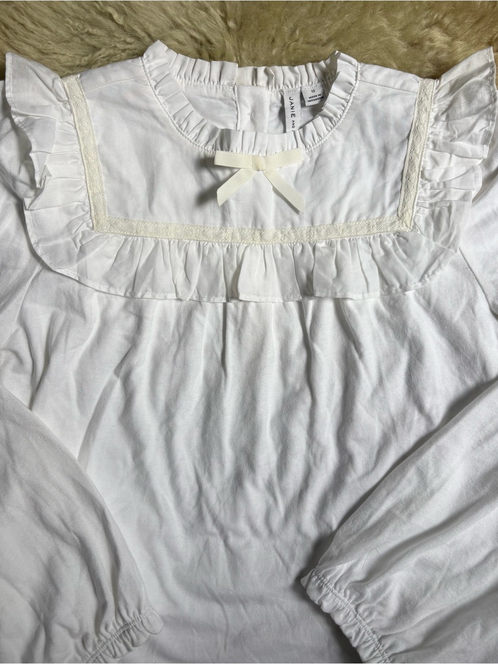 Janie and Jack White Ruffled Blouse with Bow NWOT 12